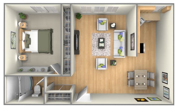 1 Bed Floor Plan at Enclave West Hartford / Parc West, West Hartford, 06110