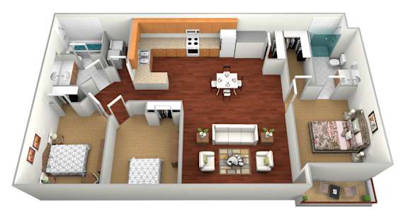 Floor Plan  3 Bed 2 Bath Floor Plan at Shadow Ridge Apartments, West Fargo, ND, 58078