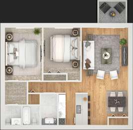  Floor Plan Two Bedroom 1.5 Bath