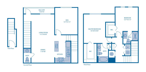 Two Bedroom Floor Plan Two Bedroom Floor Plan at Horizon at Miramar, Miramar, Florida