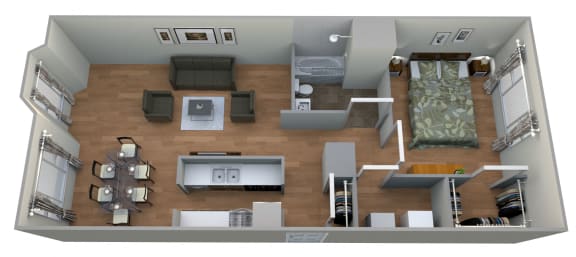 Floor Plan  Rose - 1 Bedroom w/ 1 Bath