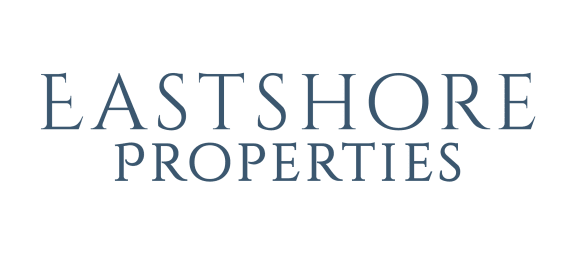 a green background with the words east shore properties on it