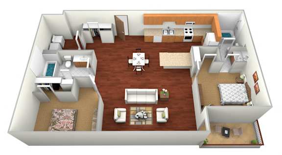Floor Plan  2 Bed 2 Bath Floor Plan at Shadow Ridge Apartments, North Dakota, 58078