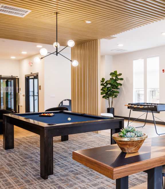 Communal area with a pool table and ping pong table at The Hillmont, Hillsborough