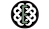 A logo with a circular background and a stylized letter E in the center.