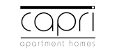 A black and white logo for a company called Capri Apartment Homes.