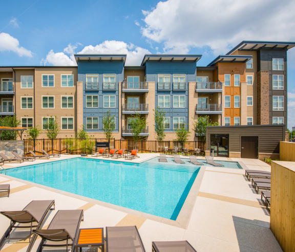 Relaxing Pool Area With Sundeck at Mira Upper Rock, Rockville, MD