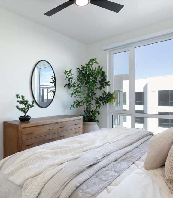 luxury apartment bedroom at AVE Santa Clara, Santa Clara