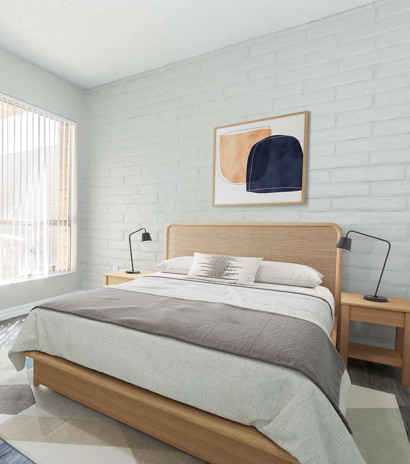 Furnished bedroom shown at The Cara Apartments.