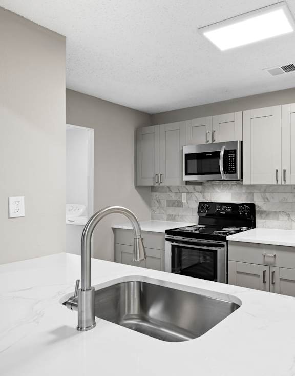 Beautiful kitchen at Station Heights Apartments in Alpharetta, GA, 30022