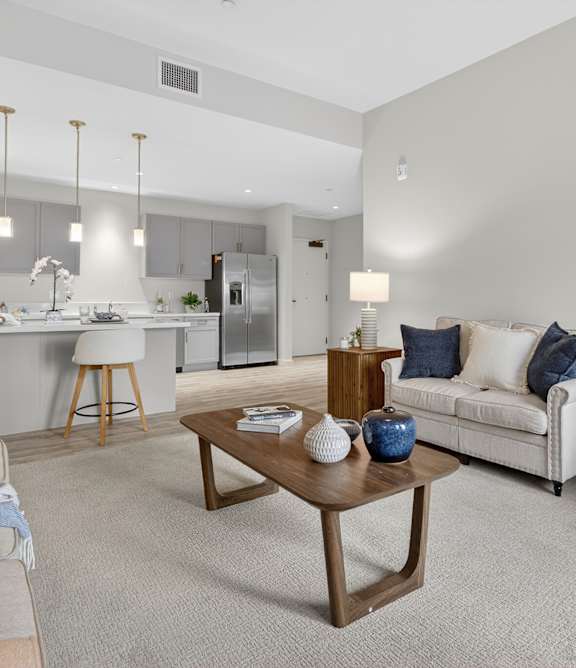 Bedroom with a nightstands at Coastal Senior Residences at The Park Lane, Monterey, 93940