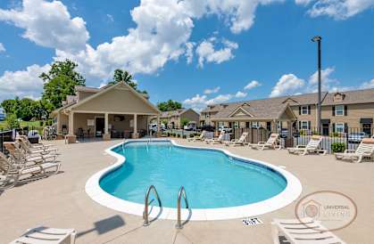 our apartments have a resort style pool with lounge chairs