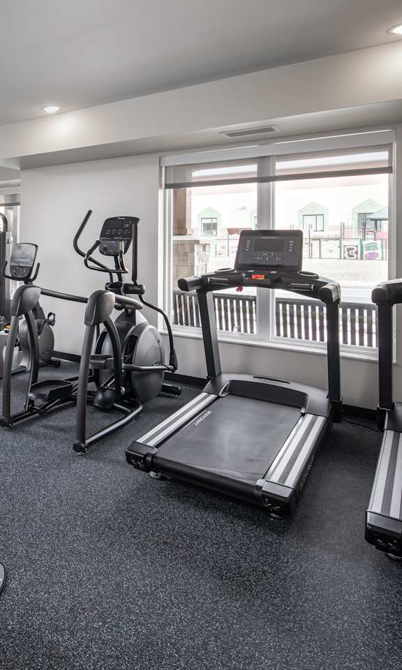 A well-equipped home gym with various exercise machines and equipment.