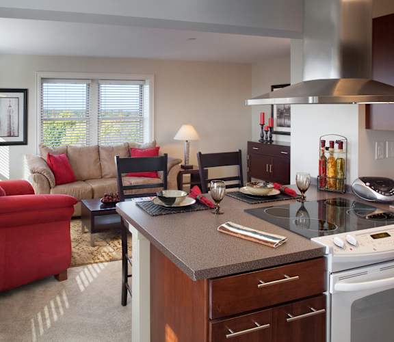 Apartment living room, Valentine Apartments, Kansas City, MO