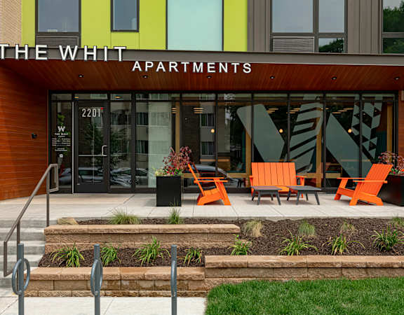 Entrance at The Whit Apartments in Minneapolis, MN