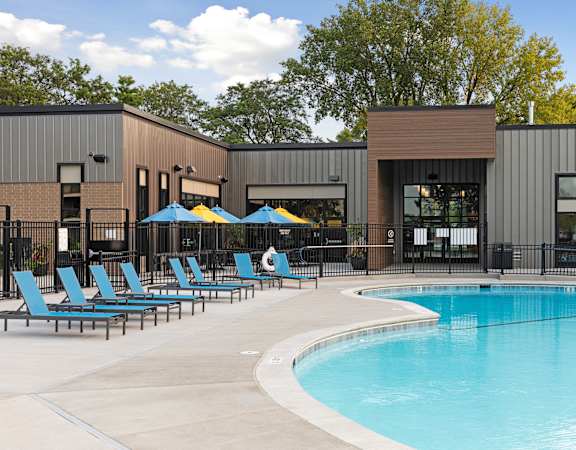 Poolside view at Villages on McKnight, St. Paul, Minnesota