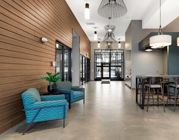 Modern Lobby and lounge area at Villages on McKnight, St. Paul, Minnesota