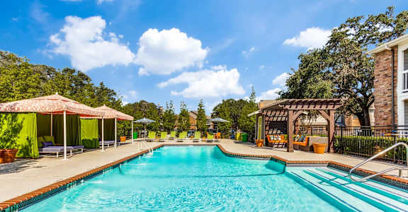 Northwest Austin apartment community with pool and cabanas.