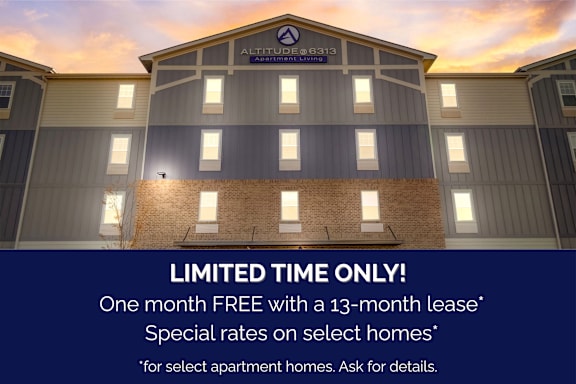 An apartment complex advertises a one month free trial with a 13-month lease.