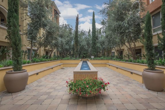 Zen garden at Meridian Place Apartments in Northridge, CA