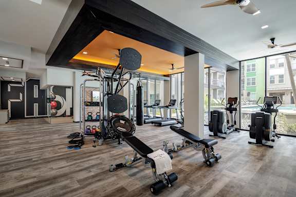 High-Tech Fitness Center at The Baldwin at St. Paul Square, San Antonio, Texas