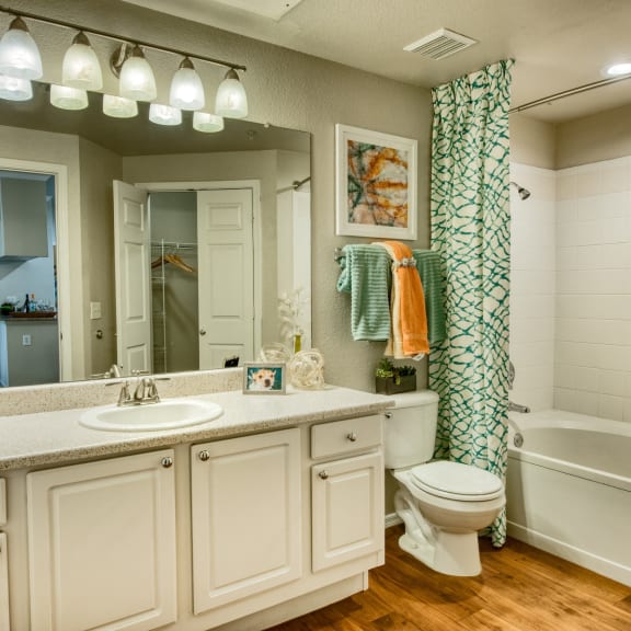 a bathroom with a sink toilet and a bath tub