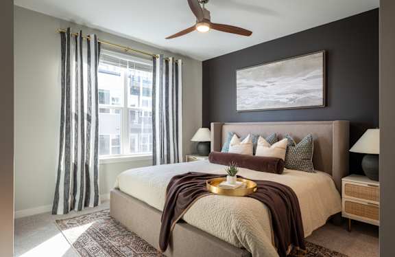 Bedroom With Ceiling Fan at The William, Chantilly Virginia