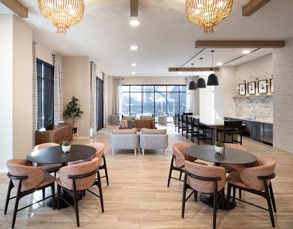 A modern dining area at The William, Chantilly Virginia