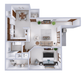  Floor Plan Phase 2 - 1 Bed, 1 Bath Creekside Lower (B)