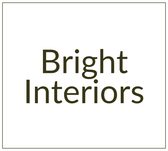 the logo for bright interiors on a black background