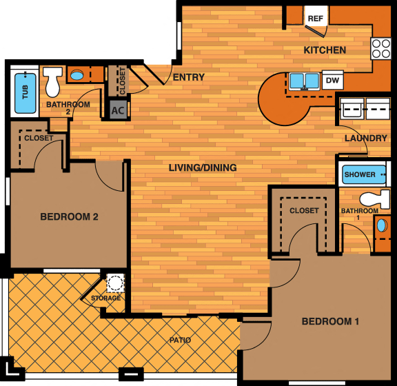 Continental Reserve 2 Bedroom XLarge Floor Plan