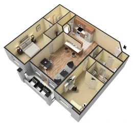 Floor Plan  2 bed 2 bath apartment with porch