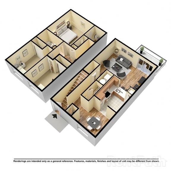 Floor Plan  3 BR 1.5 Bath Townhome at Country Lake Townhomes, Indianapolis