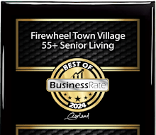 A black and gold award plaque for Firewheel Town Village 55+ Senior Living.