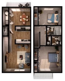 2 bed 1.5 bath B8 Floor Plan at Riverstone, Bryan