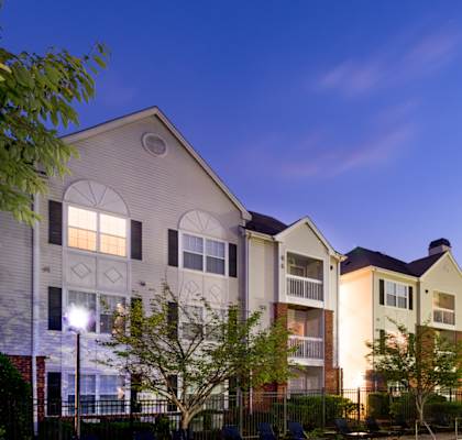 resort-style pool at night  at Governors Green, Bowie, MD, 20716