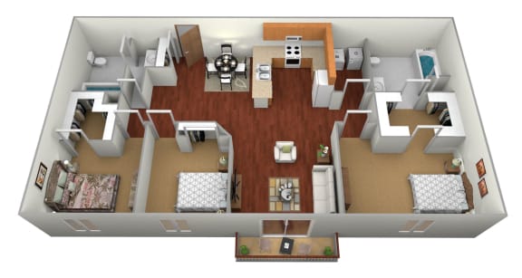 3 bed 2 bath Floor Plan at Lakestone Apartments, Moorhead, 56560