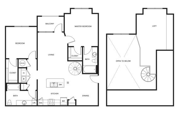 Floor Plan  Two-Bedroom Lofts (B16)