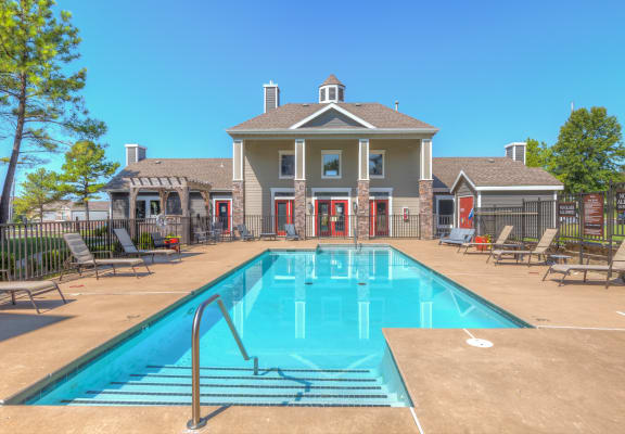 Sparkling pool at Villas at Bailey Ranch Apartments, Oklahoma