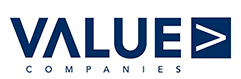 A logo with the word value and a right arrow.
