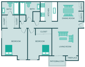 two bed apt floor plan