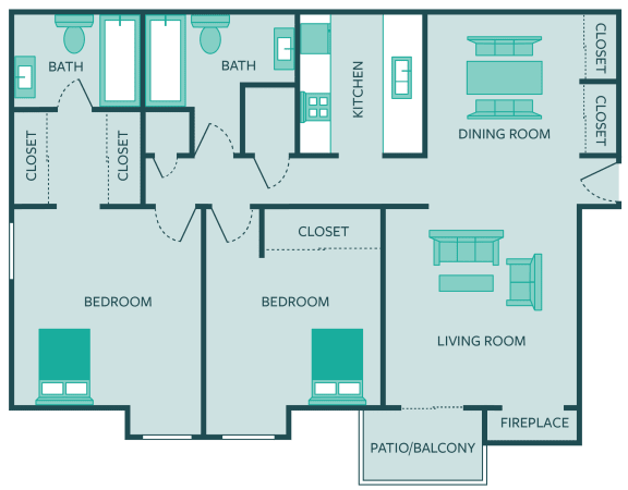 two bed apt floor plan
