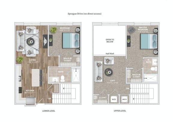 a floor plan of a living room and a bedroom at Vyne One Loudoun, Ashburn, VA, 20147