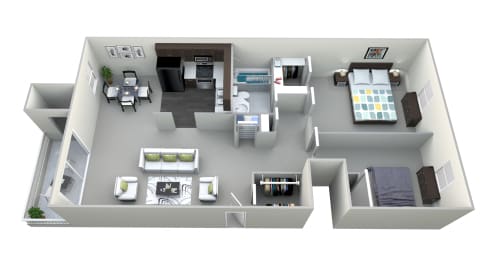 Bavarian 2 Bed 1 Bath Floor Plan at Northville Woods - Northville, MI, Northville, MI, 48168
