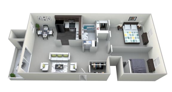 Bavarian 2 Bed 1 Bath Floor Plan at Northville Woods - Northville, MI, Northville, MI, 48168