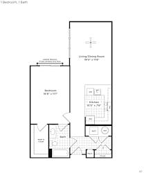 1 bed 1 bath A7a Floor Plan at 800 Carlyle, Alexandria, VA