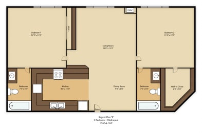  Floor Plan 2 bed 2 bath b