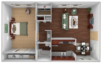 1 Bedroom 1 Bathroom Sq.Ft.: 715 Floor Plan at Monaco Lakes, Denver, CO