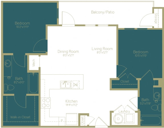 Floor Plan  B2 Floor Plan at Rio Lofts, San Antonio, TX, 78204
