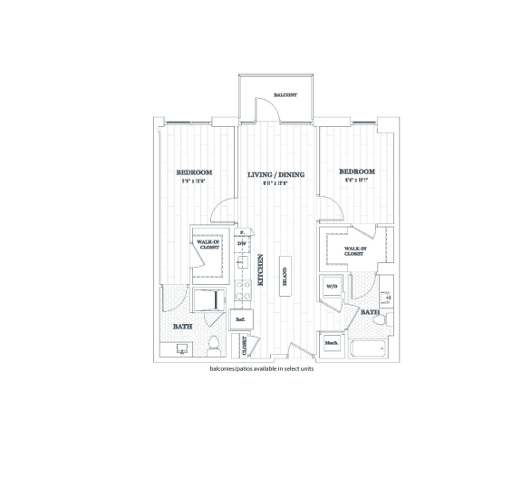 Floor Plan  2 Bedroom - 2 Bath | b10